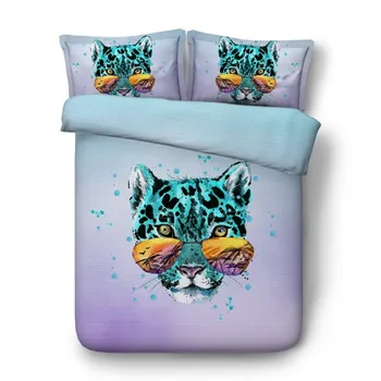 Leopard posteľná bielizeň nastaviť Luxusné Cumlík sady perinu posteľ list listy deka Zviera tlače California King Queen size plnej 5 KS
