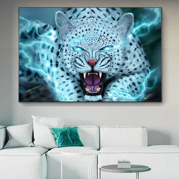 Mýtický Lightning Snow Leopard Nástenné Maľby Umenie Na Plátne Vytlačí Tiger Zvierat, Plagát, Obraz Pre Obývacia Izba Moderné Dekorácie