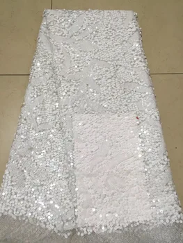 Flitrami Čipky Textílie 2018 Vysokej Kvality Afriky Večerné Šaty Textílie Nové Nigéria Sequined Vyšívané Ôk siete Čipky Textílie CD2602