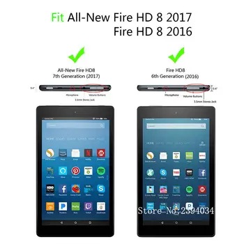 Pre Amazon Kindle Fire HD 8 2017 7. Generácie deti Tablet Prípade PU Kožené Stojan, Kryt Funda Pre kindle Fire HD 8 2016 6. Pokožky