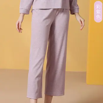 Jar tri štvrtiny rukáv spodná bielizeň ženy Pyžamo sady mäkké teplé príležitostné o-krku sleepwear oblečenie pre voľný čas