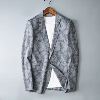 Oblek jacketMens Móda Jar Kvalitné Luxusné vytlačené Sako Svadbu, Ples Spevákov, Blejzre Kostým