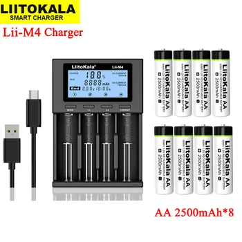 NOVÉ LiitoKala Lii-M4 18650 li ion batéria Inteligentné Nabíjačky Test kapacita + liitokala AA 1.2 V 2500mAh NiMH Nabíjateľné batérie