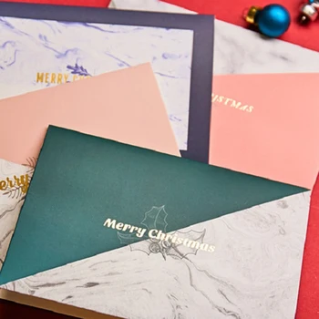 Vysoko kvalitné Vianočné invitaciones ďakujem vám karty obálky s Nordic Mramoru Kontrast Vianočné Pohľadnice Horúce Lisovanie