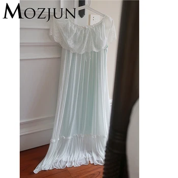Ženy Nightgowns Sleepshirts Sexy Čipka Vintage Nightgown Princezná Hodváb Družičky Šaty Dlhé Spanie Šaty Domáce Oblečenie #MZ81
