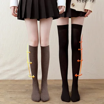 Zimné Ženy Teplejšie Ponožky Zahustiť Tepelnej Pančuchy pre Dámy, Dievčatá nad kolená JK čierne tenké nohy stredne trubice Japonskej