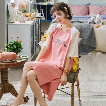 Letné bavlna jeden kus pyžamo ženy na jar a v lete tenké časti voľné milé dámy bežné domáce služby ružová