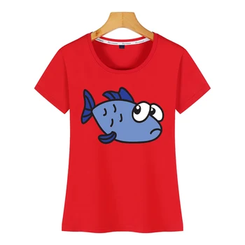 Topy T Shirt Ženy zábavné pohode roztomilé ryby, rybolov Zábavné Harajuku Krátke Tričko Žena