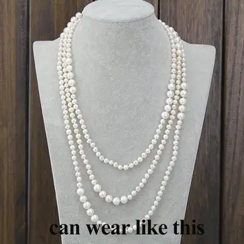 68 centimetrov Dlhý Pearl Šperky,Biela AA 4-8MM Prírodné Sladkovodné Perlový Náhrdelník,Extra Veľké, Malé rozmery Zmesi Perly Ideálny Darček Pre