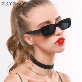 ZKYZWX Vintage Námestie slnečné Okuliare Ženy 2020 Módne Trendy Čierne slnečné Okuliare pre Mužov Luxusný Dizajn Ulici Strieľal Malé Okuliare