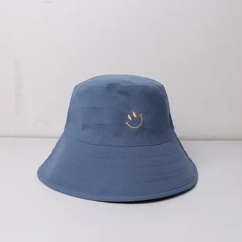 Nový štýl Bavlna Úsmev výšivky Vedierko Hat Rybár Klobúk vonkajšie cestovné klobúk Slnko Spp Čiapky pre mužov a Ženy 162