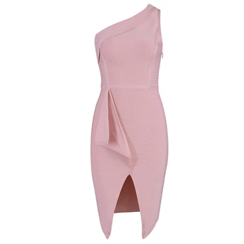2019 Pink Elegantné Ženy Bodycon Večer Party Šaty Obväz Šaty Jeden by Sexy Nočného Klubu Šaty Vestidos
