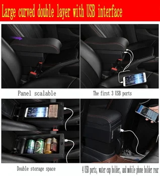 Pre Mazda M2 opierkou box USB Nabíjanie zvýšiť dvojvrstvové centrálny sklad obsah držiak popolníka príslušenstvo
