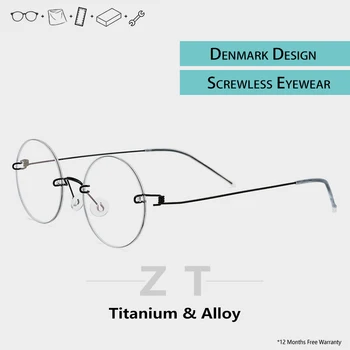Screwless titánové okuliare bez obrúčok ženy kolo acetát transparentné okuliare dizajnér značky mužov značky okuliarov, rámov luxus
