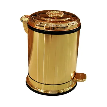Luxusný Zlatý pedál kovové koša upscale hotel villa kuchyňa obývacia izba kúpeľňa pokryté odpadky skladovanie vedro smetisko