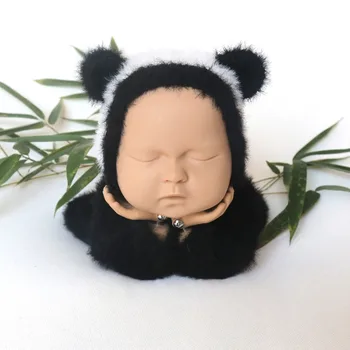 Novorodenca Panda Oblečenie, Pletené Baby Bear Nohy romper kapoty set Baby Panda dievča, chlapec Celkovo Sitter pre Fotografovanie rekvizity