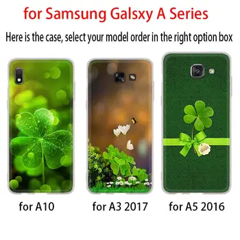 Zelená Šťastie, Ďatelina Rastlina listy Pre Samsung Galaxy A10/A30/A40/A50/A70 A9 A8, A6 a7 2018 A3 A5 2017 2016 TPU puzdro Mäkké