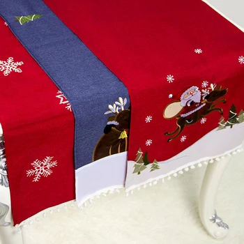 Vianočný Stôl Dekorácie Vyšívanie Vytlačené Tabuľky Vlajka Runner Vytlačené Strapec Obrus Placemat Hotel Home Festival DIY Dekor