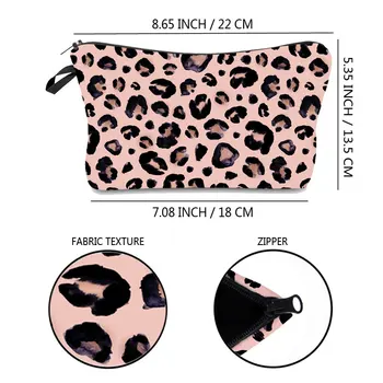 2020 Nový Make-Up Taška Leopard Tlač Kozmetická Taška Je Odolný Voči Vode Ženy Krásy Prípade Módne Zips Toaletná Organizátor Taška Puzdro