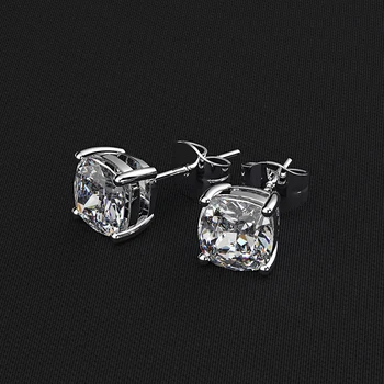Knobspin 925 Sterling Silver Šperky Pre Ženy Šumivé 6*6 mm Vysokým počtom atómov Uhlíka Diamant Klasické Strany Jemné Šperky Darček