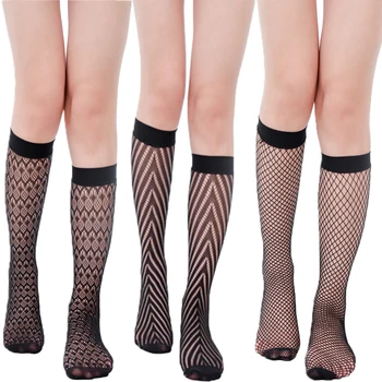 1Pair Lete Ženy Sexy Mriežky Ponožky Krátke Ponožky, Sieťované Duté Stožiare, Geometrie Black Priedušná Čisté Ponožky Žena