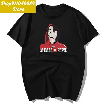 Funny TV Show Dom Papiera La Casa De Abstraktných Print T Shirt Mužov 2020 Streetwear Tričko Krátky Rukáv Bavlna Voľné HipHop T-Shirts