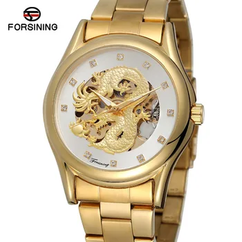FORSINING 2019 Nové Módne Čas Zlaté Hodinky Mužov Luxusné Značky Automatické Nerezové náramkové hodinky