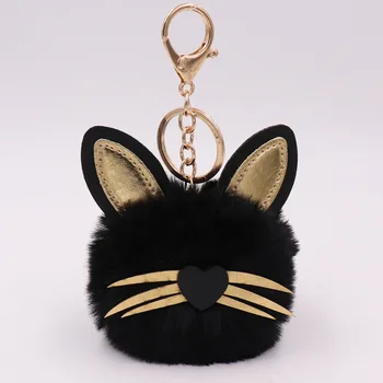 Hot Predaj 1pc Cute Cat Keychain Prívesok Ženy Krúžok Držiak Pompoms kľúčenky Pre Dar Dropshipping