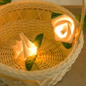 Rose LED Svetlá Kvetinová Víla String Svetla 20 Žiarovky, Batérie Prevádzkované Nočné Svetlo na Spálni Zrkadlo Steny Windows Dekorácie