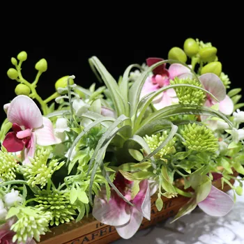 Ružový Kvet Vrchol (1 Sada S Drevom Zásobník) Orchid Bonsai Umelé Dekorácie, Party Tabuľka Kvet Dohoda INDIGO