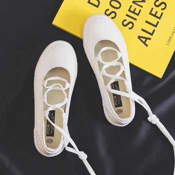 Biele ženy bežné plátno topánky jedinečný dizajnér dámy školy roztomilý moccasins módny trend vulkanizovanej kórejský nových bytov pre ženy