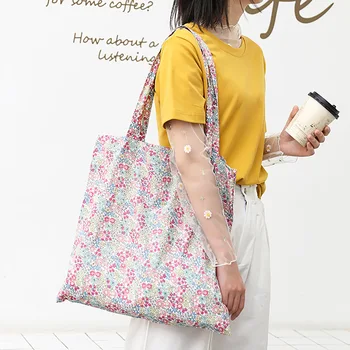 Bežné kvetinový vzor kabelka all-zápas malé čerstvé tenké nákupní taška iny bavlna plátno taška cez rameno