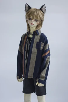 BJD bábika šaty, hnedá a modrá pruhované bat rukáv tričko 1/4 1/3 SD MSD SSDF terc bábika tričko príslušenstvo