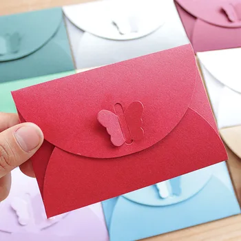 10PCS/VEĽA Farebný Motýľ Pracky Kraft Papier Obálky Jednoduché Milujú Retro Spony Ozdobné Obálke Malý Papier, Obálky