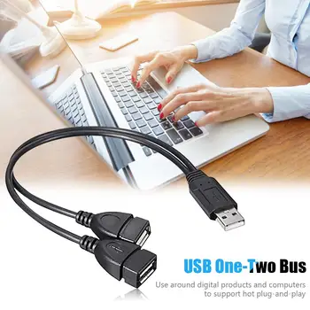 Dátové Káble, USB2.0 Mužskej Dual USB Ženské 30 cm Vysoká Rýchlosť High-kvalitné Prenosné Pohodlné Nabíjanie pomocou pripojenia USB Power Splitter Kábel