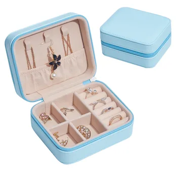 PU kožené jednoduché šperky box náušnice tvorivé prenosné šperky úložný box náušnice náušnice, prsteň malé šperky box
