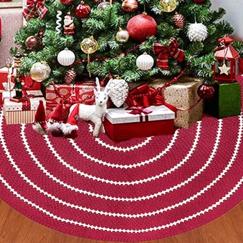 2020 Nový Vianočný Stromček Sukne Nový 48 Palec Nádherné Biele Kruh Červený Pletený Vianočný Stromček kvalitné Zástera Dekorácie