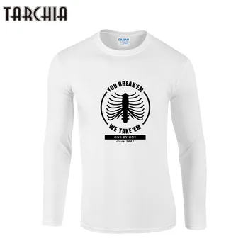 TARCHIA pánske Print tričko s Dlhým Rukávom Bavlna Slim Mužov, Topy, Tričká Jeseň Muž Bežné Bavlnené Tričká Mužov Oblečenie
