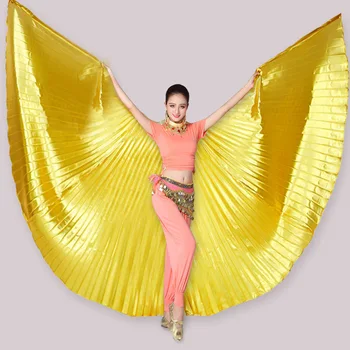 Dospelé Deti, Brušný Tanec Krídla 360' Split Vidlicový Zlato, Striebro Motýlích Krídel Indický Tanec Šaty Výkon Kostým bez Stick