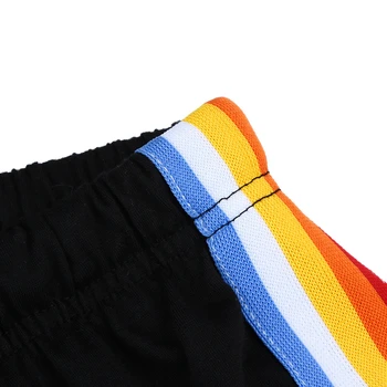 Letné Kórejský Street Style Ženy Rainbow Tlače Šport Elastické Krátke Nohavice Hot Predaj Pláž Nosiť Vysoký Pás Čierne Šortky Pre Ženy