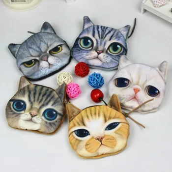 Kreatívne roztomilý kreslený mäkké mačka 3D tlač osobnosti mince, šperky, kabelku darčeky pre deti