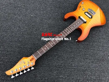 EART mieste elektrická gitara tiger vzor dyha javor, žltá, kórejčina príslušenstvo, malé dvojité hojdací most, broskyňa core 2 spel