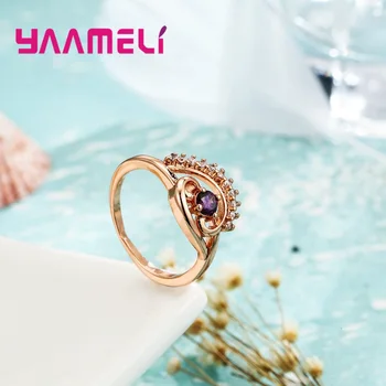 Rose Gold Farebné Geometrické Krúžky Kamienkami Crystal Prstene Pre Ženy Kvalitné Módne Svadobné Šperky Veľkoobchod