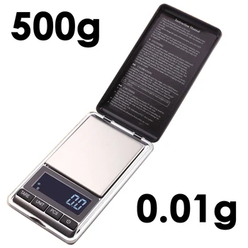 500g / 0.01 g 0.01 Gram Mini Elektronické Stupnice, Presnosť Prenosný Vreckový Digitálny LCD Šperky Váhy Hmotnosti Balance Gold