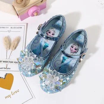 Dievčatá Disney princezná obuv jeseň nový detí Elsa mrazené ploché topánky dieťa crystal protišmyková obuv