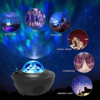 Farebné Hviezdne Nebo Projektor Bluetooth Star Light Projektor LED Nočné Svetlo Nabíjania cez USB Lampa Deti Darček