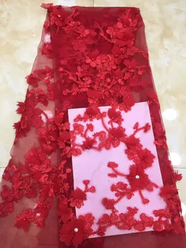 Vysoko Kvalitného Tylu Čipky 2019 Najnovšie Afriky Čipky Textílie 3d Kvet Nášivka Afican francúzsky Svadobné Čipky Textílie Pre 5yards
