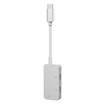 3 v 1 Typ C pre Slúchadlá, Adaptér USB C Splitter Jack AUX Audio Nabíjací Konvertor pre Telefón, Tabliet Notebook