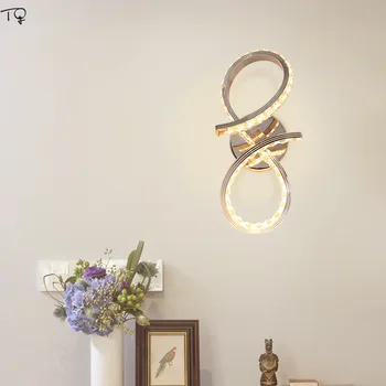 Moderný Minimalistický Hliníkové Art Decor Krivky K9 Crystal Nástenné Svietidlo LED Sconce Nástenné svietidlo Spálňa Posteli Obývacia Izba, Kúpeľňa Štúdia