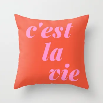 Francúzsky Polyester Dekoratívne Hodiť Vankúš Bonjour Cava C ' est la vie Je t'adore Vankúš pre Pohovka Kreslo Domova